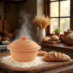 Reston Lloyd Eurita 2 Quart Terracotta Clay Dutch Oven – Natural, Lead‑& Cadmium‑Free, Oven & Microwave Safe, Rustic Slow-Cooker Pot for Sourdough Bread, Roasting & Casseroles, Healthy cooking