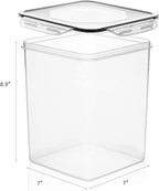 Large Food Storage Containers 5.2L (175oz), MCIRCO 4 Pieces Plastic Airtight Food Storage Containers for Flour, Sugar, Baking Supplies, with 4 Measuring Cups and 20 Labels