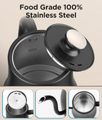 Gooseneck Electric Kettle with Temperature Control, 27oz/0.8L Fast Heat Electric Kettle for Pour Over Coffee/Tea, Auto Shut Off & Boil-Dry Protection, 4hrs Keep Warm, Stainless Steel Inner,Matte Black