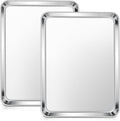 E-far Baking Sheets Set of 2, 16” x12” Stainless Steel Cookie Sheets Pans for Oven, Non-toxic Metal Trays for Baking Cake Cookie, Healthy & Rust Free, Mirror Finish & Dishwasher Safe