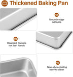 9x11 Baking Pan, Rectangle Cake Pan, 2-Pieces Nonstick Sheet Cake Pans Heavy Duty, Toaster Oven Tray Deep Size for Lasagna, Brownie, Siliver