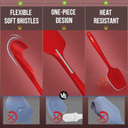 Walfos Silicone Spatula Set of 5-600°F Heat Resistant Kitchen Scraper Spatulas, Strong Steel Core and One-Pieces Seamless Design, Great for Cooking Mixing & Baking - BPA Free & Dishwasher Safe (Red)