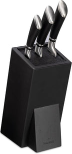 Navaris Universal Knife Block Holder - Rubber Wood Stand with Bristles to Fit Different Sizes of Knives - Angled Design, 9.8" x 5.9" x 4.1’" - Black