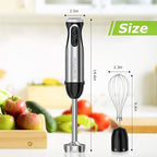 Bonsenkitchen Immersion Handheld Blender with Whisk, 20-Speed & Turbo Mode Hand Blender Stick 500W, 304 Stainless Steel Hand Blender for Soup, Smoothie, Puree, Baby Food