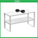 Metal Stackable Expandable Storage Shelf - Multi-Functional Home Storage Shelf, Suitable for Kitchen, Cabinet，Bathroom, Office, Garage, etc.（1PACK/White/Medium
