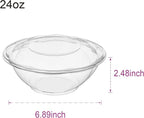[24 oz. 150 Sets Clear Plastic Salad Bowls with Airtight Lids Disposable To Go Mixing Containers Serving for Fruit, Quinoa, Lunch and Meal Prep