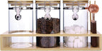 Glass Coffee Storage Containers with Bamboo Shelf,Ground Coffee Holder Jars,Airtight Glass Countertop Storage Jar Canisters with Spoon for Coffee,Loose Tea,40 Fluid-oz,Pack of 3