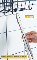 JETKONG 2 Pieces Extra-Long Tweezer Tongs 16-Inch Stainless Steel Tweezers Chef Tweezers (Point-Tips)