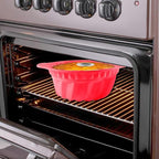 Kenond 2 PCS 9.5 Inch Silicone Cake Pans, Non-stick Fluted Cake Pan with Sturdy Handle, Cake Baking Molds, Perfect Bakeware for Cake, Jello, Gelatin, Bread, Para Gelatinas (Red)