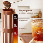Cold Brew Coffee Maker, 1L/35oz Portable & Durable Iced Tea and Coffee Brewer, Leak-Proof & BPA-Free, Removable Mesh Filter For Easy Cleaning & Using, Dishwasher Safe, Space Saving.