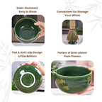 Matcha Whisk Set, Ceramic Bowl with Spout, Matcha Whisk & Holder, Bamboo Scoop & Spoon, Scoop Rest, Sifter, Towel, 8 Pcs Complete Kit for Tea Ceremony, Gift for Friend/Family(Green)