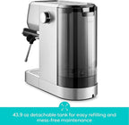 CASABREWS 3700 Essential Espresso Machine 20 Bar, Stainless Steel Cappuccino & Latte Machine with Steam Frother for Home, 43.9oz Water Tank, Silver