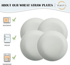 Wrova Wheat Straw Plates - 10 Inch Unbreakable Dinner Plates Set of 8 - Dishwasher & Microwave Safe Plastic Plates Reusable for Kitchen and Camping (Light Grey)