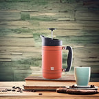 BruTrek BaseCamp Coffee Press - Double Wall Insulated Stainless Steel - Bru-Stop Technology, No Grounds in Coffee, No Spill Lid (Red Rock, 32 fl.oz)
