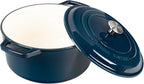 Enameled Cast Iron Dutch Oven Pot With Lid, Dutch Oven for Sourdough Bread Baking Round Pot Dule Handle, 6 Quart, Blue