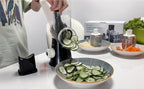 Rotary Cheese Grater Hand Crank, Grater For Kitchen With Reinforced Suction - Rotary Cheese Grater With 3 Replaceable Stainless Steel Blades - Easy to Use & Clean - Vegetable Cutter (Black)