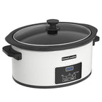 7-Quart Programmable Slow Cooker with Timer Keep Warm - Small Kitchen Appliance for Family Dinners - Serves 6+ People - Heat Settings: Keep Warm(White, Black Liner)