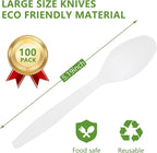 Compostable Spoon,100 Biodegradable Silverware for Party,Large Disposable Utensil Eco Friendly Durable and Heat Resistant,Alternative to Plastic Spoon