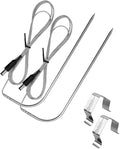2 Pack Temperature Meat Probe Replacement Fits for Rec tec Wood Pellet Grill, Recteq Grill Accessories, with 2 BBQ Thermometer Probe Holder Clip
