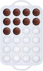 Muffin Pan With Stainless Steel Reinforced Frame - 24 Cups Durable Silicone Baking Pan for Muffins, Cupcakes, BPA Free and Dishwasher Safe - White with Coffee Spots - 1 Piece