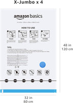 Amazon Basics Vacuum Compression Space Saving Storage Bags with Hand Pump for Clothes Packing, Ideal for Blankets, X-Jumbo Pack of 4