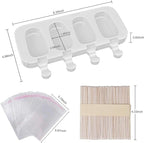 Ozera 2 Pack Popsicles Molds Set, Silicone 4 Cavities Oval Popsicle Cake Pop Molds for Homemade Cakesicles, with 50 Wooden Popsicle Sticks & Bags