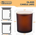 14 OZ Thick Candle Jars for Making Candles 12 Pcs, 3 Wick Empty Jars with Wood Lids for Candle Making, Sample Container,Frosted Brown