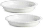 Ceramic Pie Pan Set of 2, 11 inch Round Baking Dish, Porcelain Pie Plate, Non-Stick, Oven & Dishwasher Safe, Non-Stick Pie Dish for Baking