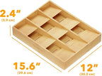 SpaceAid Bamboo Silverware Drawer Organizer (Need 3" Deep Drawer), Kitchen Utensil Tray Holder Organizer for Flatware, Cutlery, Spoon and Knives Storage Organization (9 Slots)