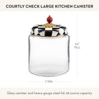 MACKENZIE-CHILDS Courtly Check Kitchen Canister, Decorative Black-and-White Glass Storage Jar with Lid, Large