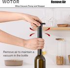 WOTOR Wine Saver Vacuum Pump with 8 Stoppers, Wine Stopper & Preserver, Reusable Bottle Sealer Keeps Fresh, Ideal Accessories Gift (Flat Handle)