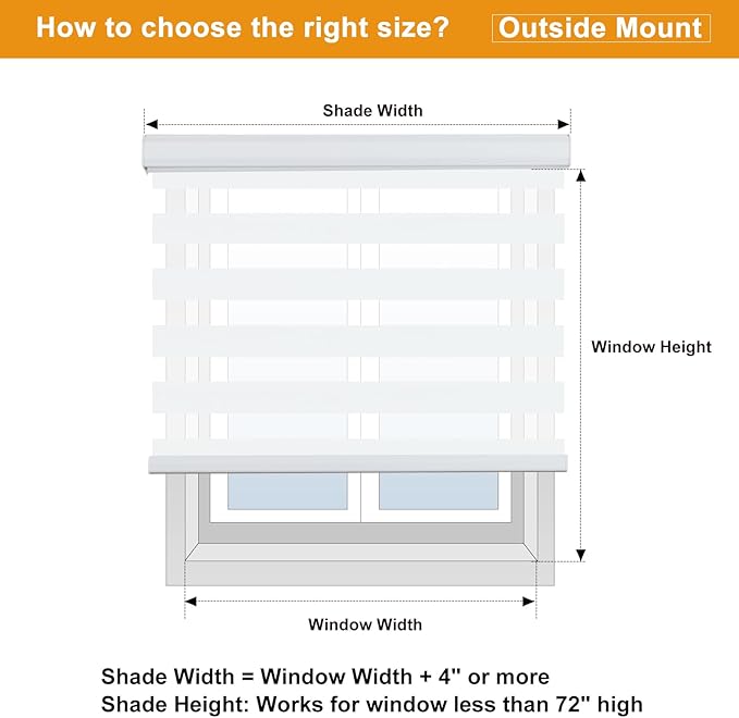 Persilux Cordless Zebra Blinds for Windows Free-Stop Roller Windows Shades (36" W X 47" H, White) Dual Layer Light Control for Day and Night, Light Filtering Sheer Shades for Home, Bedroom
