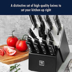 HENCKELS Solution Razor-Sharp 16-pc Knife Set, Chef Knife, Bread Knife, Steak Knife, German Engineered Informed by 100+ Years of Mastery