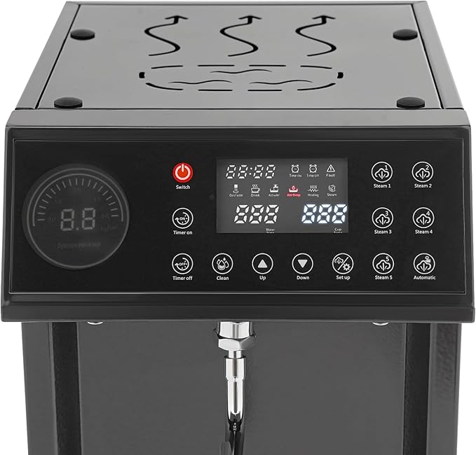 Commercial Milk Frother, 8L Automatic Milk Foam Machine Electric Steam Milk Frothing Machine Coffee Milk Foam Machine Steamer with LED Display for Tea Coffee Shop Black