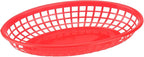 40 Pack 9x5.7x1.6 Inch Plastic Fast Food Baskets, Restaurant Serving Baskets, Red Oval Fast Food Serving Basket for Picnic, Deli Serving, Chicken, Burgers and Fries