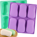 Sakolla 2 Pack 6 Cavity DIY Silicone Soap Molds Classical Handmade Silicone Molds for Bath Bombs, Craft Soap Making Supplies