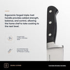 DURA LIVING 3-Piece Kitchen Knife Set – Ultra-Sharp Forged High Carbon Stainless Steel, Includes 8" Chef, 5" Utility, 3.5" Paring Knives, Ergonomic Handles, Professional Starter Set, Black