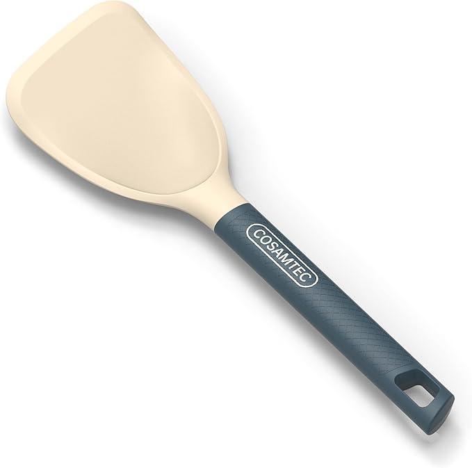 Silicone Small Spatula for Cooking Flexible Beveled Turner with Solid Inner Core and Heat Resistant Nylon Handle Ideal Spatula for Non-Stick Cookware