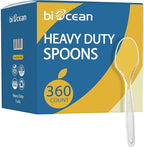 [360 Count] Clear Plastic Utensils 360 Disposable Spoons Silverware Bulk Spoons Bulk Heat Resistant Heavy Duty Silverware