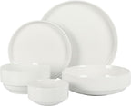 Gibson Home Rothernberg 40-Piece White Porcelain Dinnerware Set – Service for 8, Stackable Plates and Bowls, Durable Kitchen Dinner Set