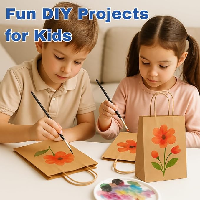 ASSUREPAK DIY Paper Bags - 200 units - Kraft Color - 18"x7"x18.5" - 74LB (110 GSM strong) - Twisted Handle Recyclable Bags for Kids Drawing, Decorating and Creative Projects - 18719NKPAPTHDL