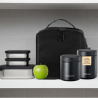 Flexibento - 2 x 6.5 oz | Leak proof | Small Stainless steel Snack Containers with Silicone lids|Dip, snacks, condimenrs | Plastic and BPA free | Metal Lunch box | Black (set of 2)