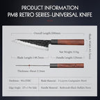 HEZHEN 5.8 inch Multi-purpose Knife,10Cr15CoMoV Steel Core,Triple-layer Composite Steel,Redwood Handle,Professional Kitchen Knife - Razor Sharp