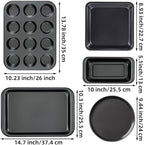 Nonstick Baking Pans Set for Oven, 5-Piece Bakeware Kit with Round & Square Cake Pan, Muffin Pan, Loaf Pan, Baking Sheets by QUDUME Kitchen Cookware Baking Supplies