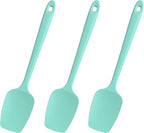 Heat Resistant Silicone Spoon Spatulas, Doosu 600°F High Temp Flexible Cooking Spoons Kitchen Spoonula Scratch-Proof for Mixing Stirring Scraping Serving Non-Stick Cookware (Set of 3, Aqua Sky)