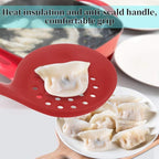 77L Slotted Spoon, Heatproof Skimmer Strainer Slotted Spoon, Seamless One-Piece Non-Stick Cooking Silicone Scoop Ladle with Ergonomic Handle for filter Vegetable, Pasta and More (Red)