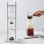 Cold Brew Drip Coffee Maker, 2500ml/84.54oz Ice Coffee Brewer Machine Dripper Pot Cold-Drip Coffee Tower with Glass Container Wood Stand for Home Office