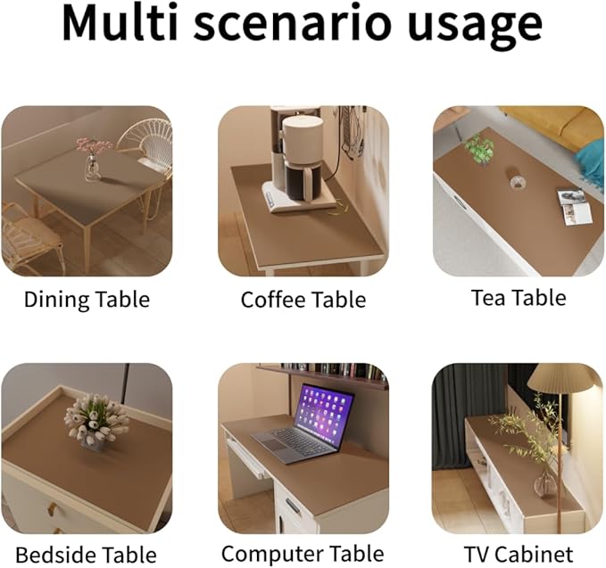 Leather Table Pad,1.8mm Thick,40x72 Inch,Dining Table Pad,Table Pads for Dining Room Table Rectangular,Table Protector for Dining Room Table(Mud Color+Champagne Gold,40x72)