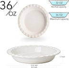 Ceramic Pie Pans for Baking 9 inch, 45 OZ Deep Dish Pie Pan, Quiche Baking Dish for Oven, Farmhouse Decor Pie Plate, Oven Safe, Set of 1, Off-White
