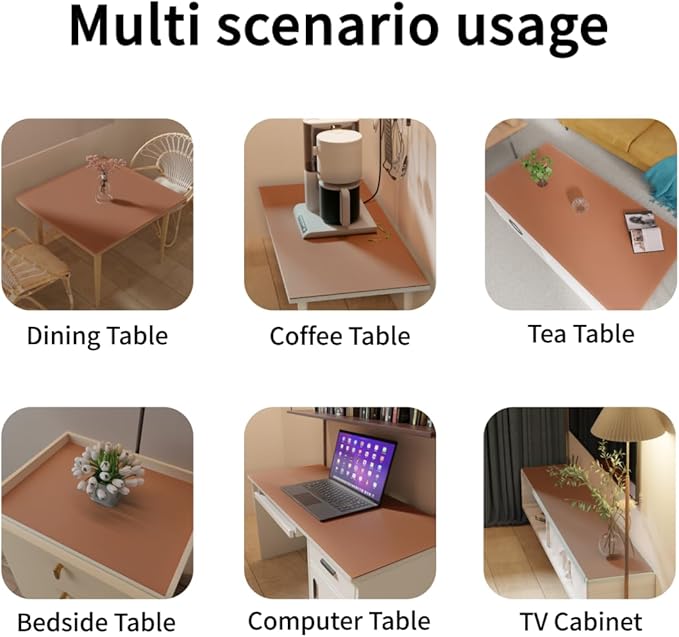 Leather Table Pad,1.8mm Thick,40x78 Inch,Dining Table Pad,Table Pads for Dining Room Table Rectangular,Dining Room Table Cover,Dining Table Cover(Brown+Gray,40x78)